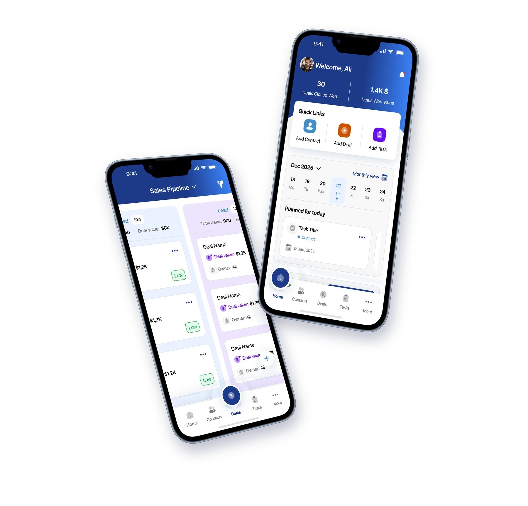The DoubleScale mobile app on two phones