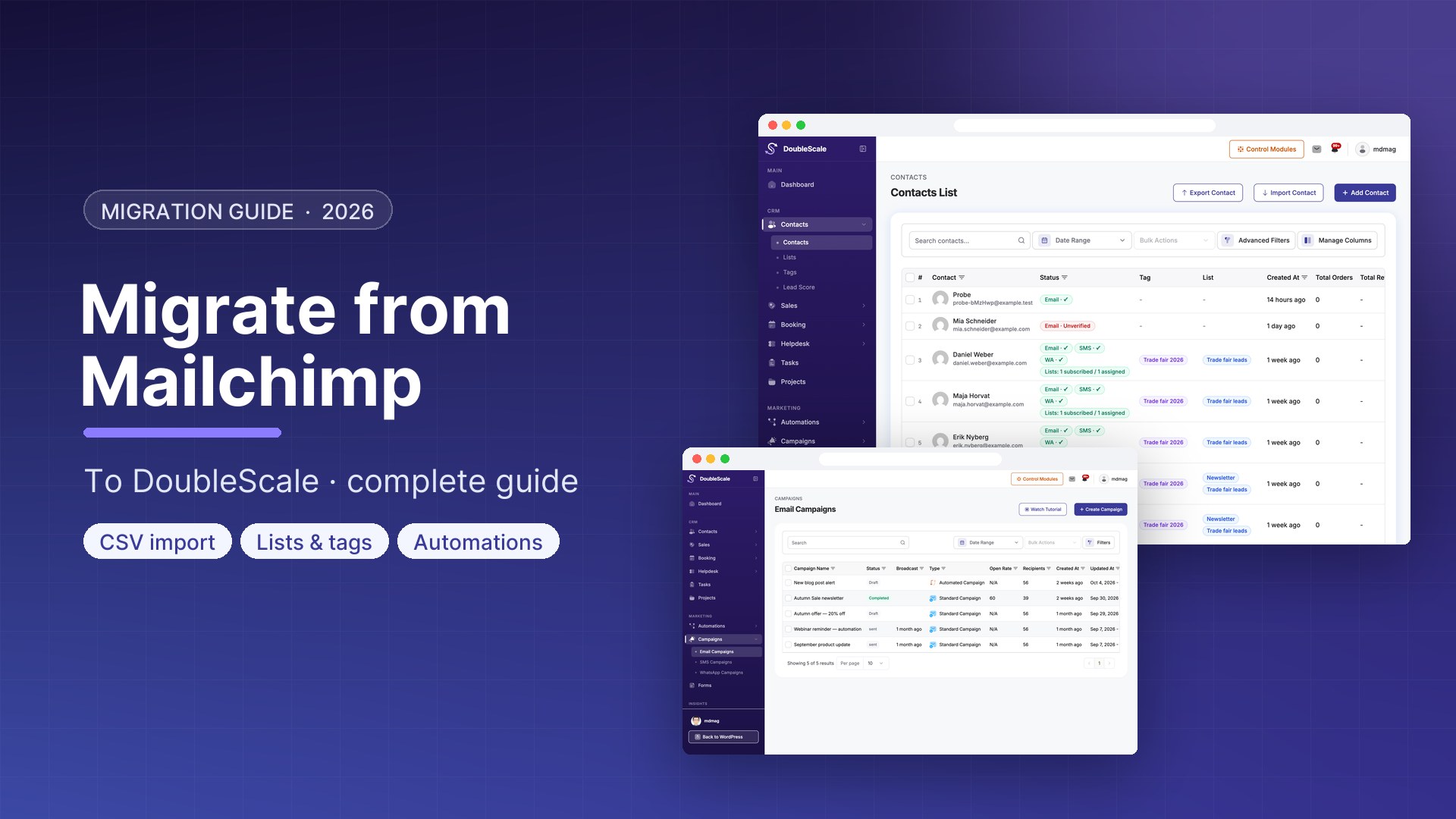 How to Migrate from Mailchimp to DoubleScale (Complete Guide)