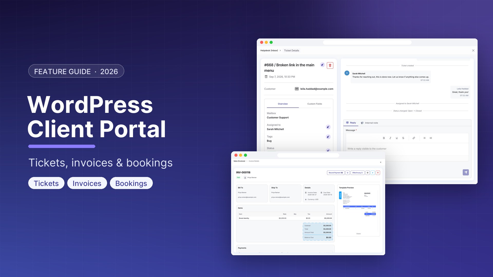 WordPress Client Portal Plugin: Tickets, Invoices & Bookings