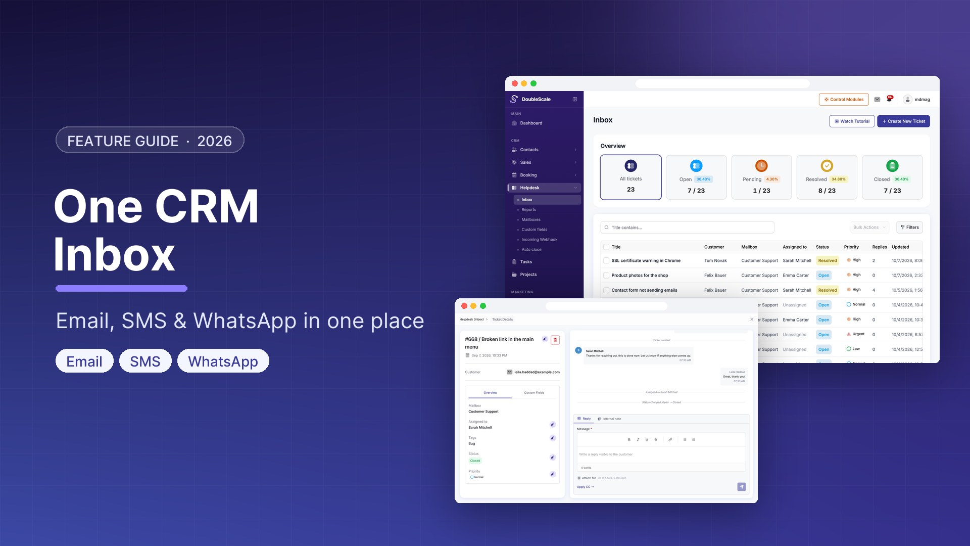 WordPress CRM Inbox: Email, SMS & WhatsApp in One Place