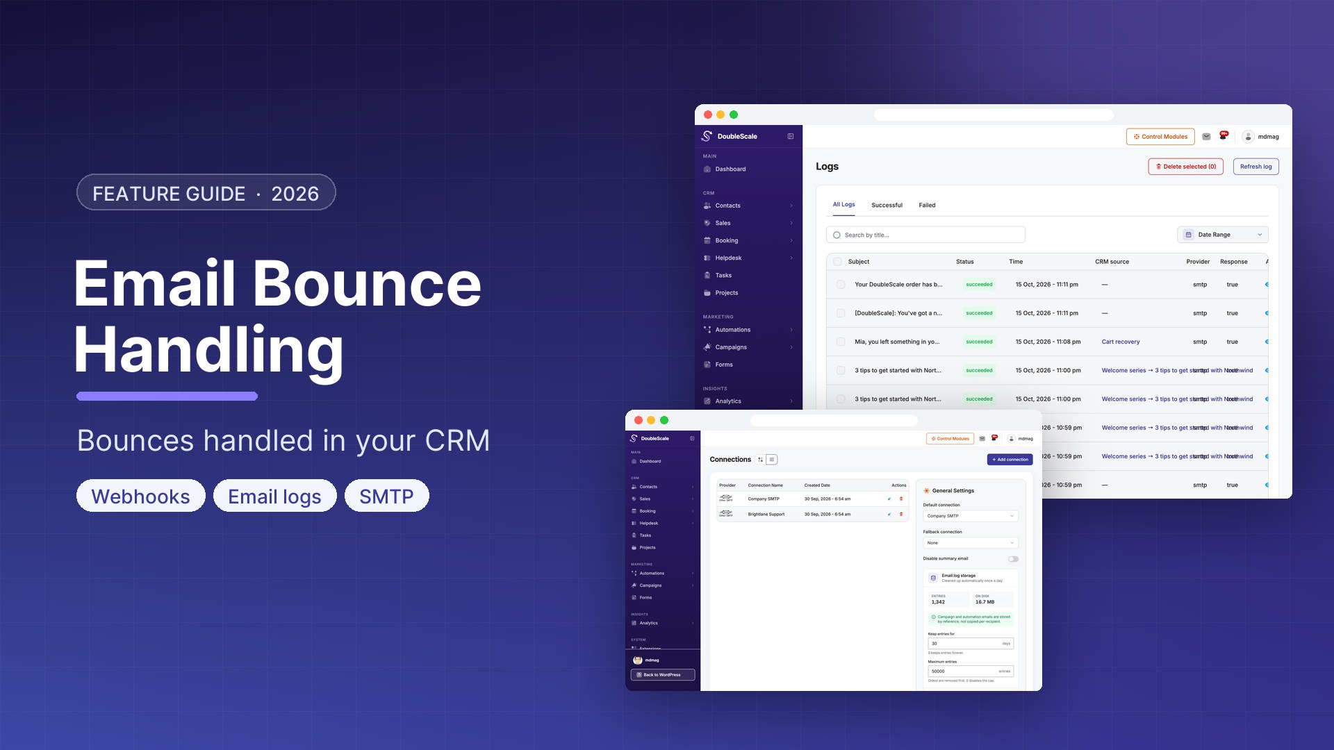 WordPress Email Bounce Handling (CRM, Not a Bounce Mailbox)