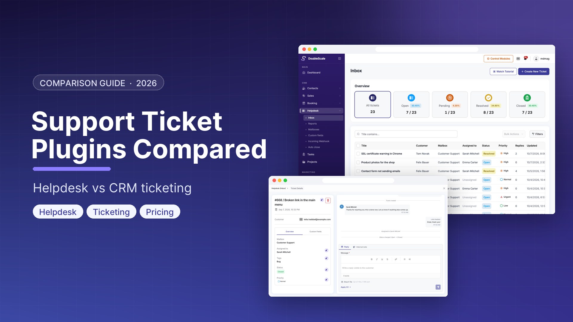 WordPress Support Ticket Plugins Compared: Helpdesk vs CRM Ticketing (2026)