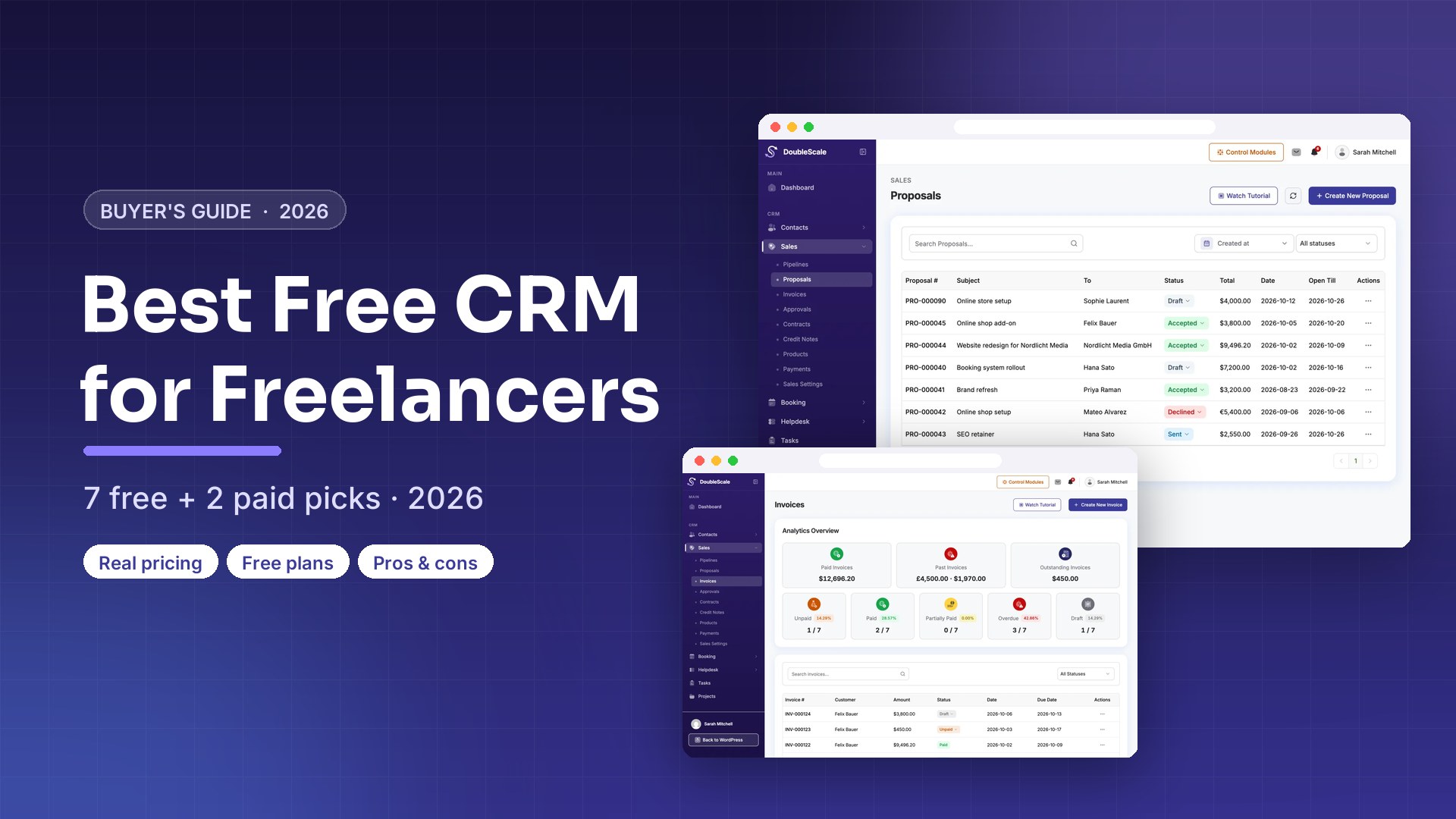 7 Best Free CRMs for Freelancers in 2026 (+2 Paid Picks)