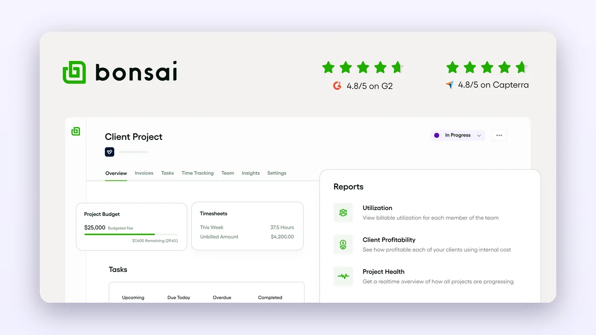 Bonsai, a free CRM for freelancers