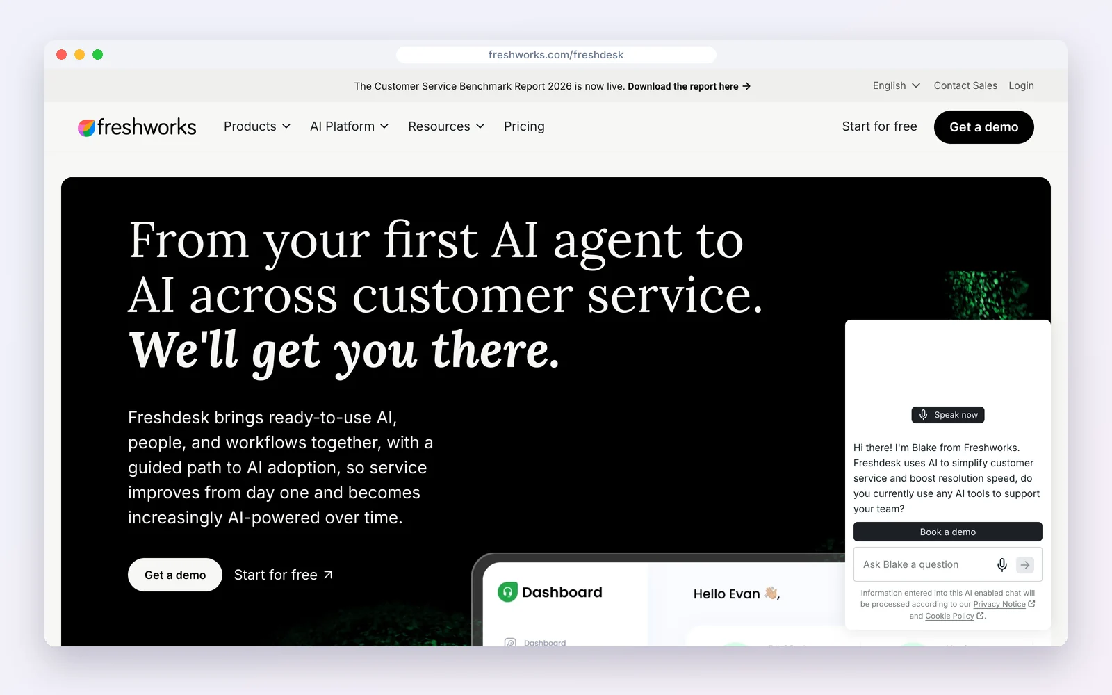 Freshdesk with Freshsales website