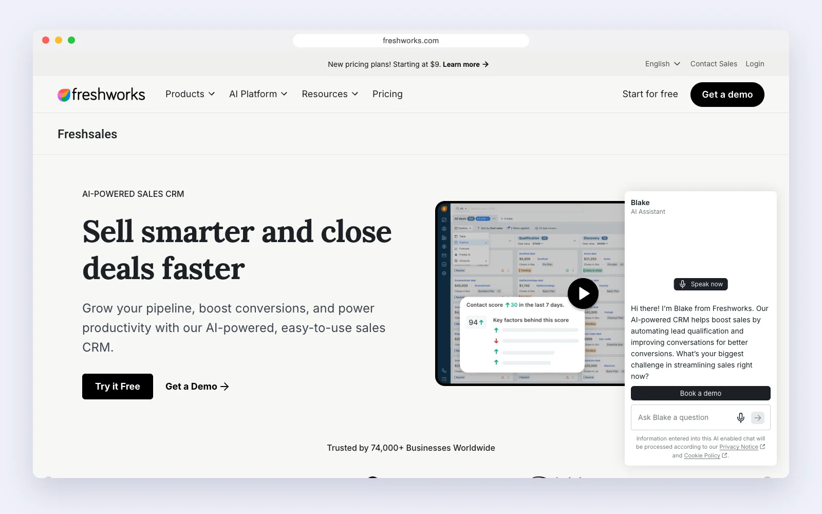 Freshsales website