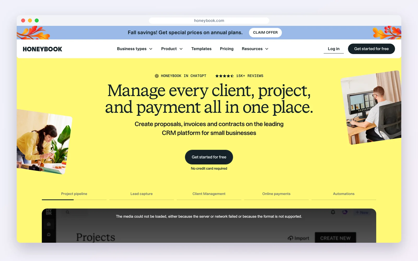 HoneyBook website
