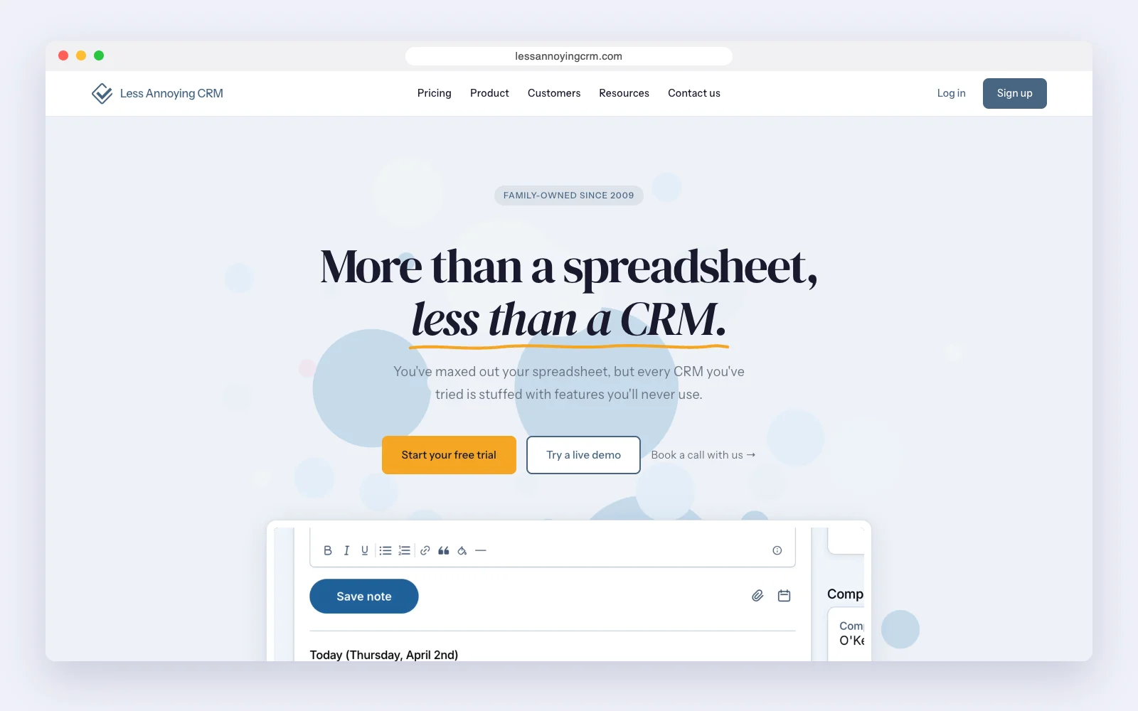 Less Annoying CRM website
