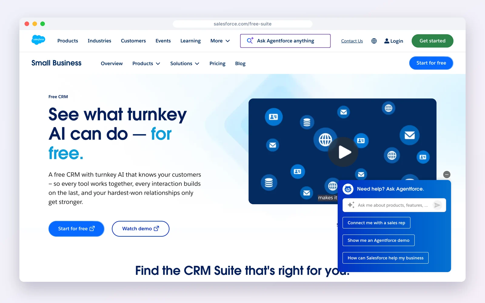 Salesforce Free Suite website