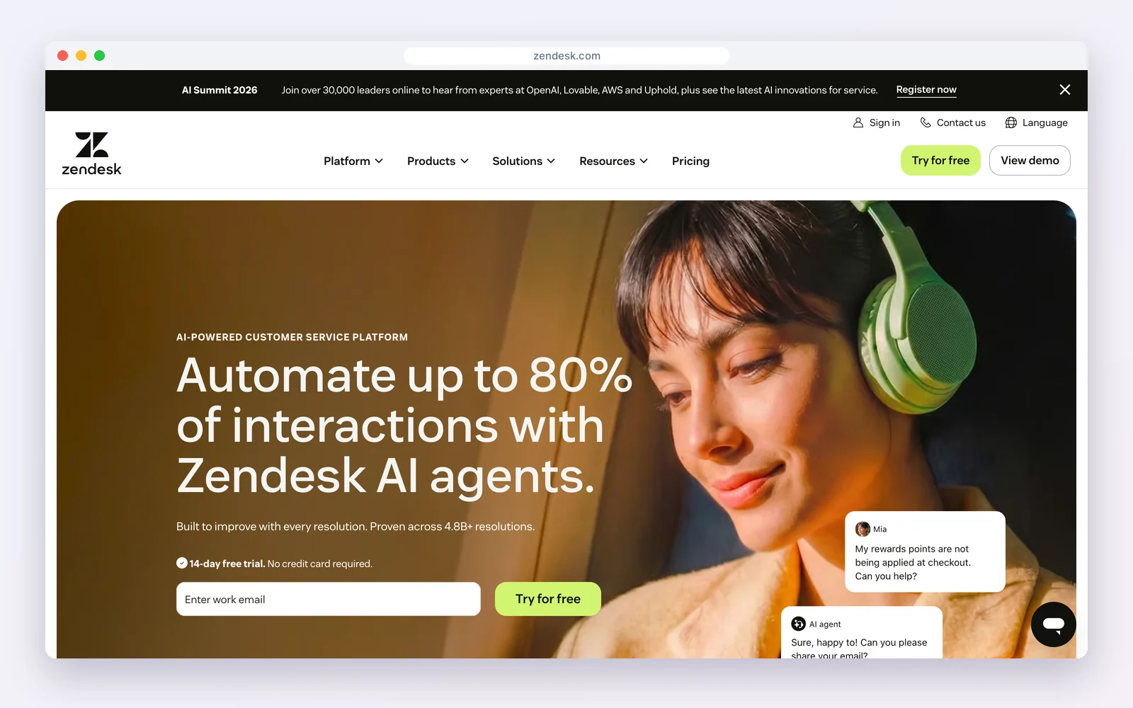 Zendesk website
