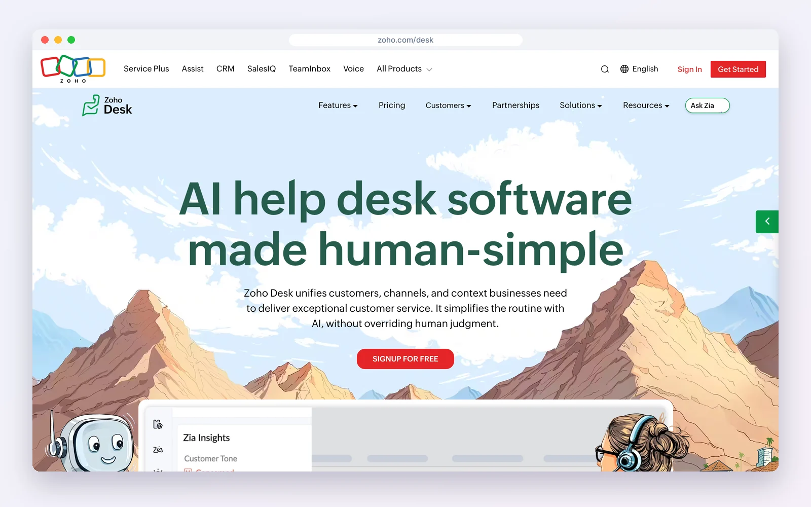 Zoho Desk with Zoho CRM website