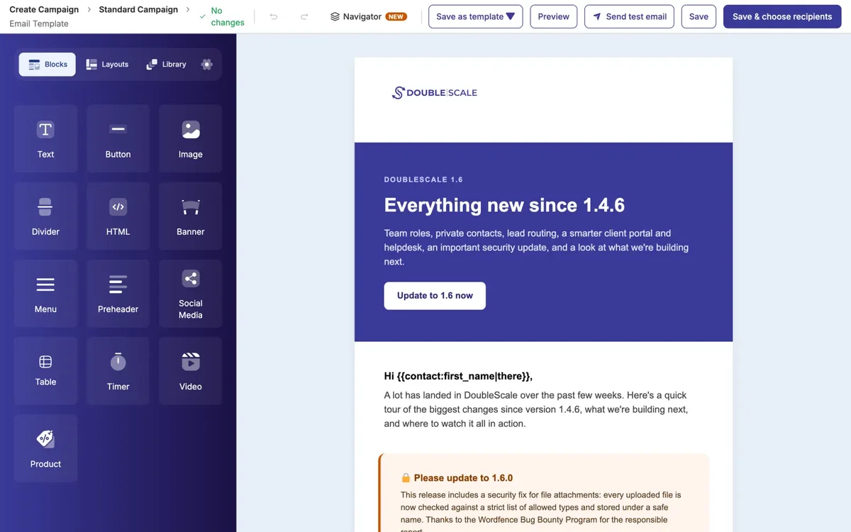 DoubleScale email builder, a Mailchimp alternative for small business