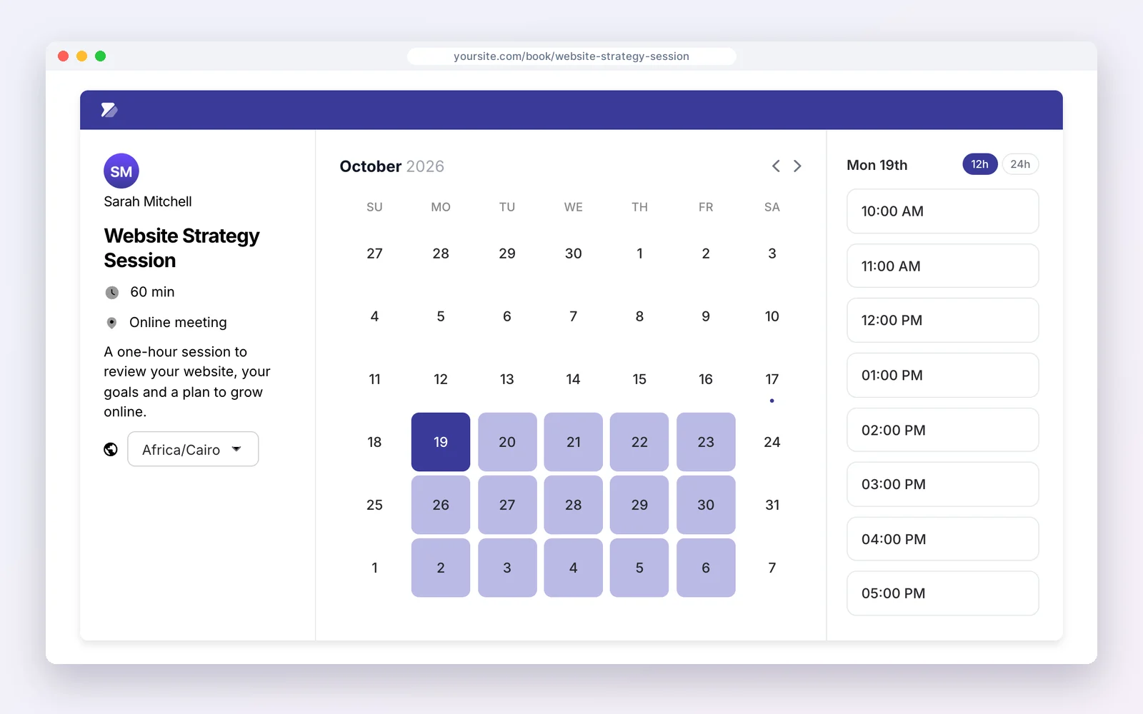 DoubleScale booking calendar