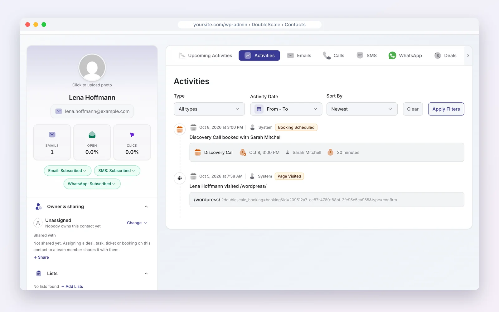 DoubleScale client record