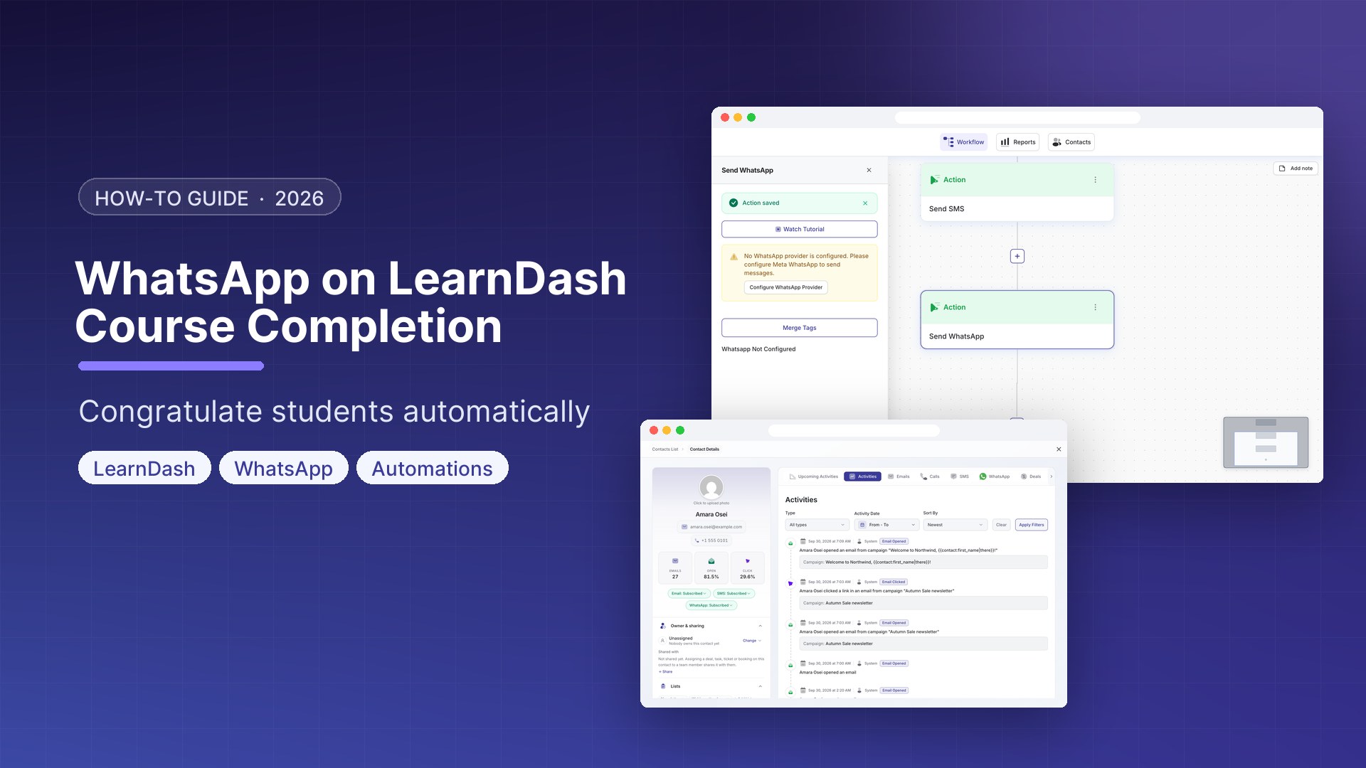 WhatsApp notification for LearnDash course completion in DoubleScale
