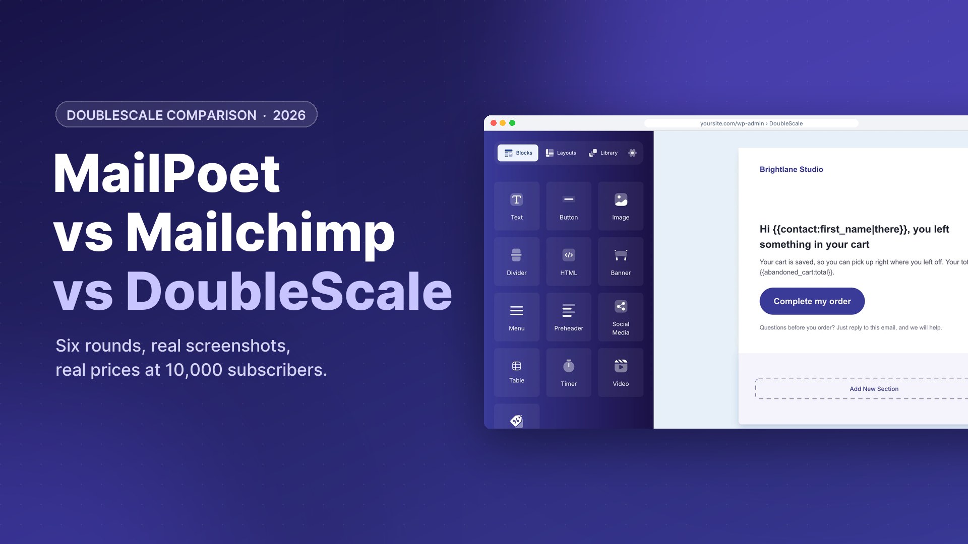 MailPoet vs Mailchimp vs DoubleScale comparison for WordPress