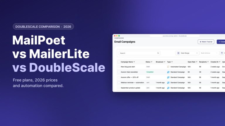 MailPoet vs MailerLite vs DoubleScale: The 2026 Comparison for WordPress Sites