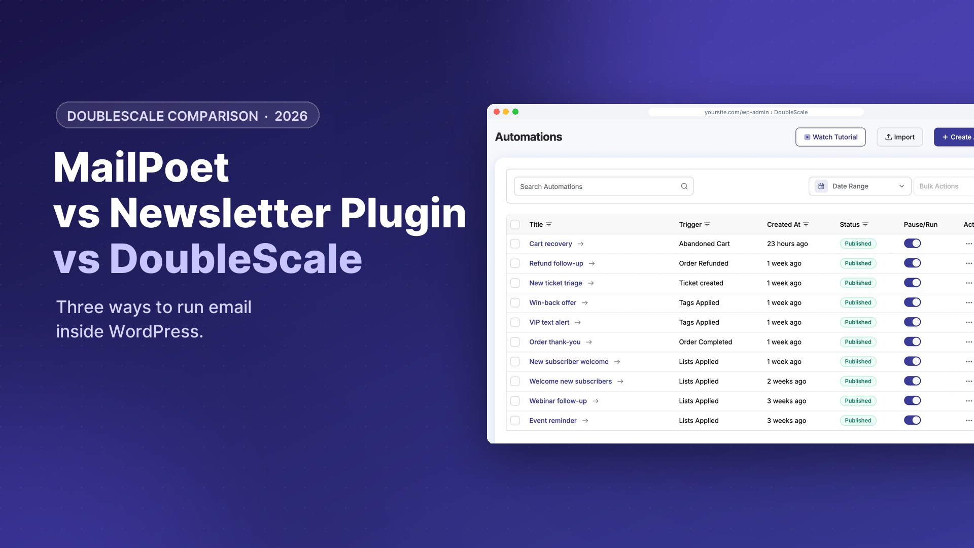 MailPoet vs The Newsletter Plugin vs DoubleScale for WordPress email