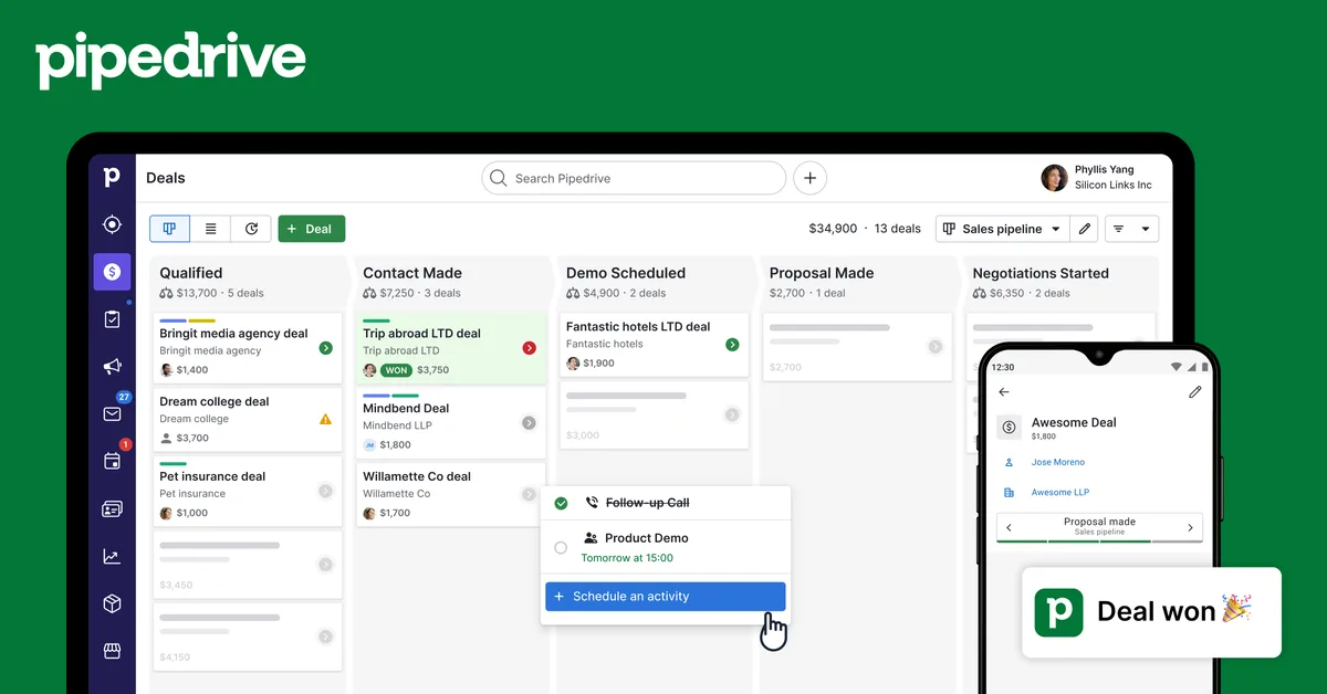 Pipedrive, one of the best Salesforce alternatives for small business