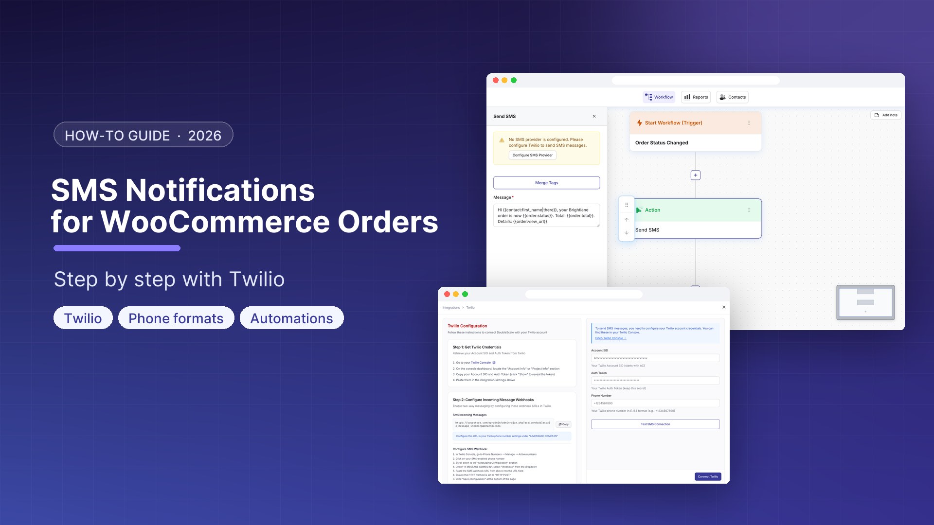 SMS notifications for WooCommerce orders configured in DoubleScale