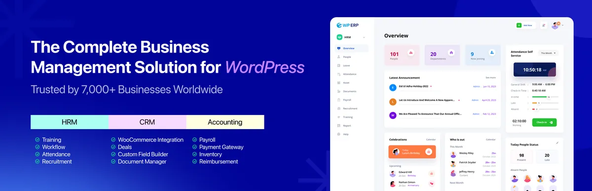 WP ERP WordPress plugin banner