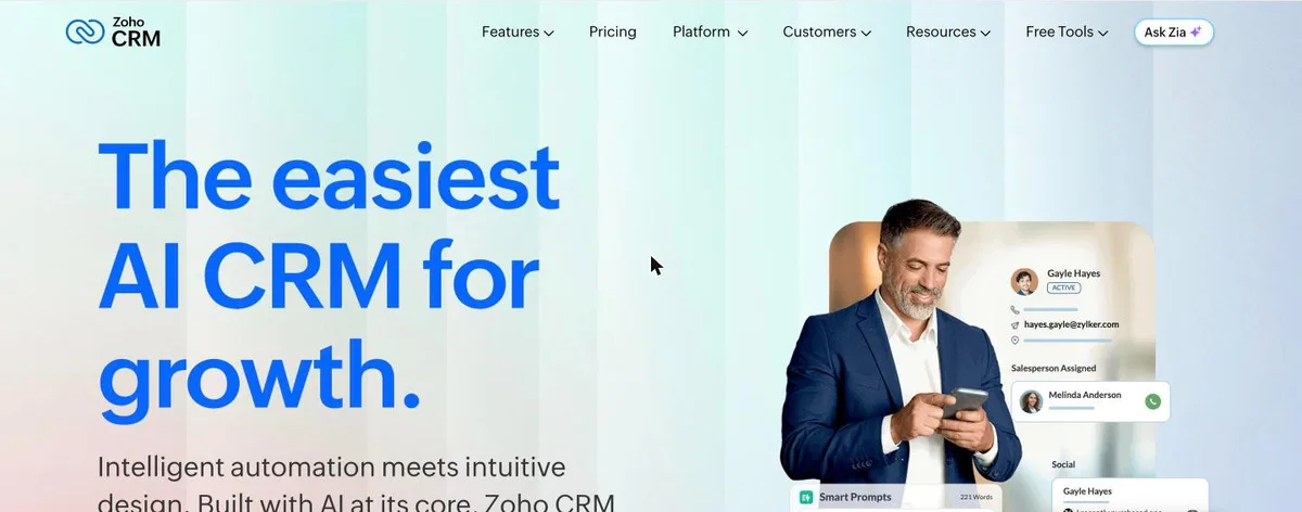 Zoho CRM, a free CRM for real estate agents and brokers